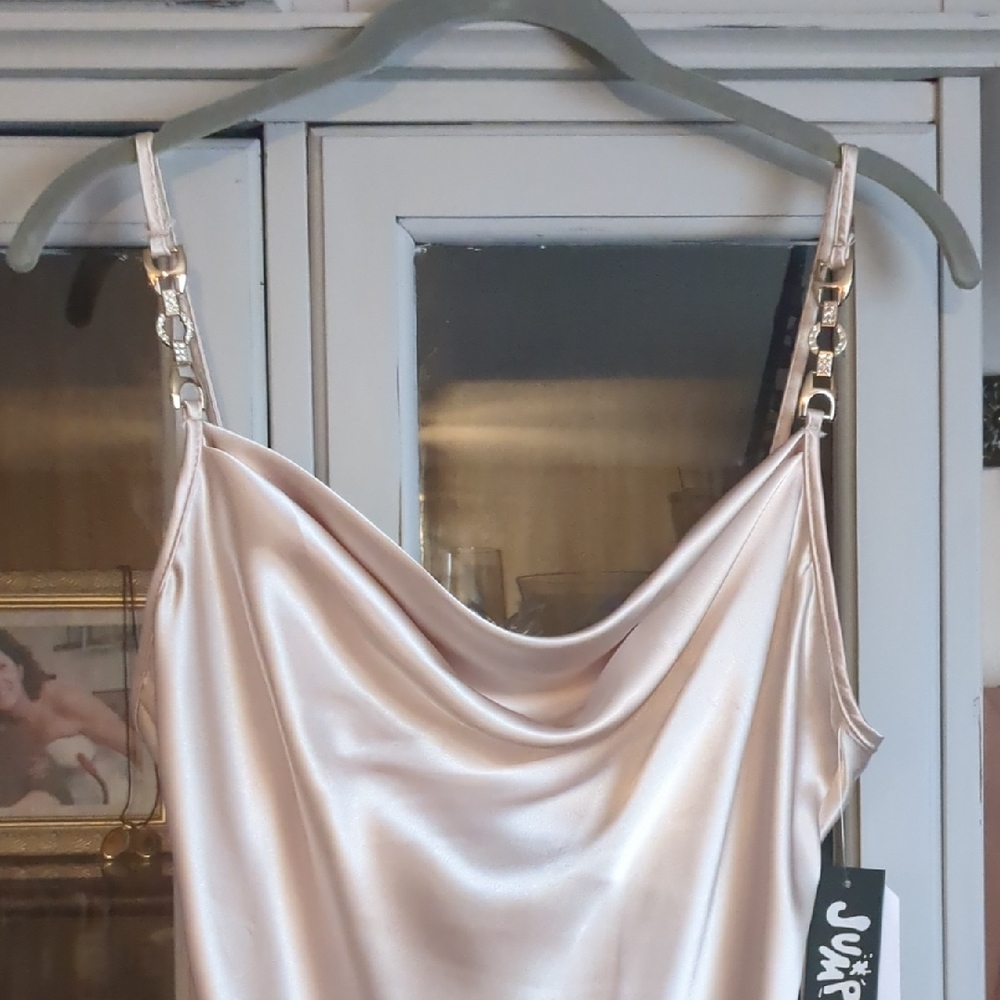 Jump Apparel Champagne Chemise Dress w/Crystal Straps